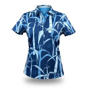 "Sugarcane Indigo Fields"- OGA Women's Polo - Indigo Blue