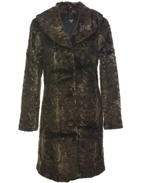 Single Breasted Faux Fur Coat - M