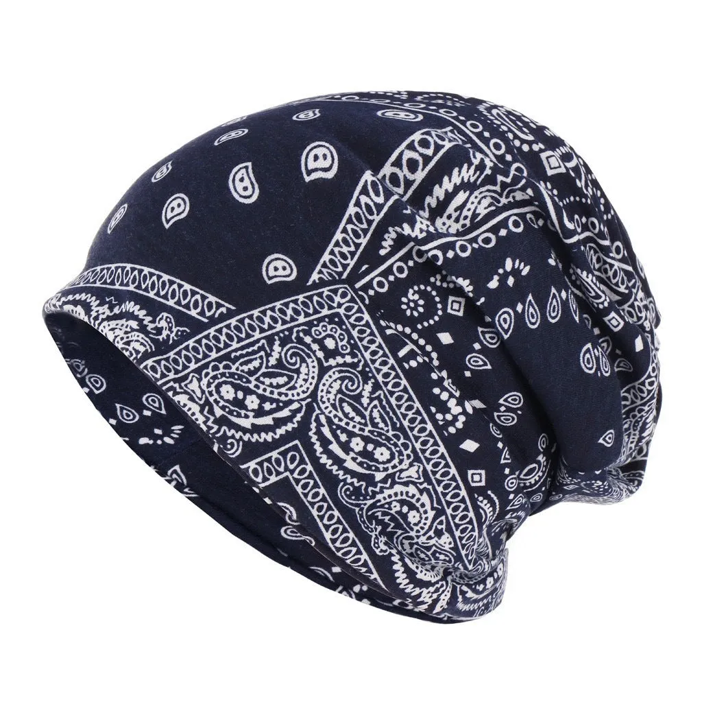 Soft Thin Cotton Men And Women Printed Paisley Pattern Fashion Sleeve Cap