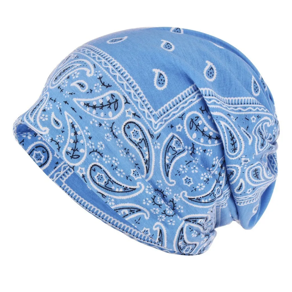 Soft Thin Cotton Men And Women Printed Paisley Pattern Fashion Sleeve Cap