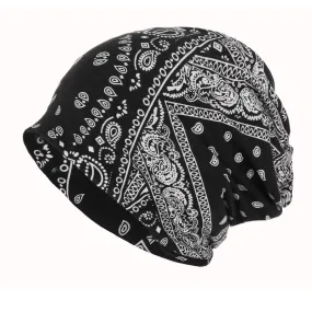 Soft Thin Cotton Men And Women Printed Paisley Pattern Fashion Sleeve Cap