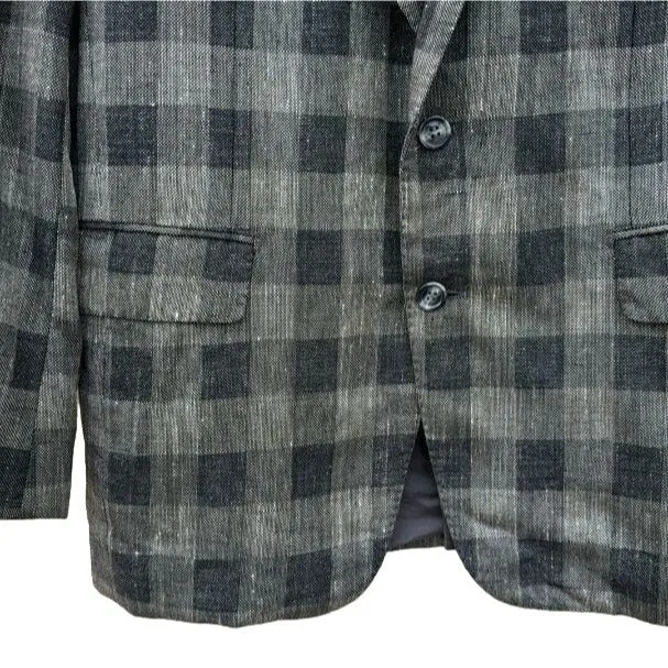 Ted Lapidus Boutique Vintage Wool/Silk Single Breasted Two Button Check Blazer