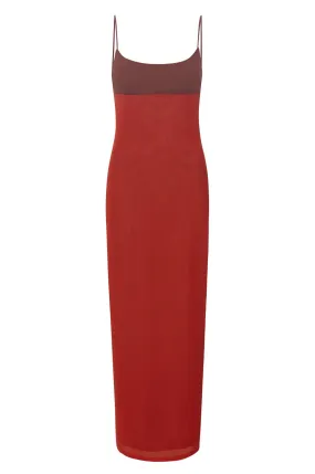 THAIS DRESS - RED AND PLUM