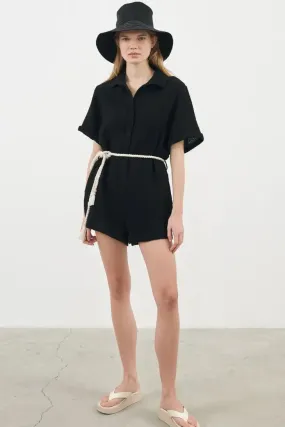 The Handloom Mia Romper Black