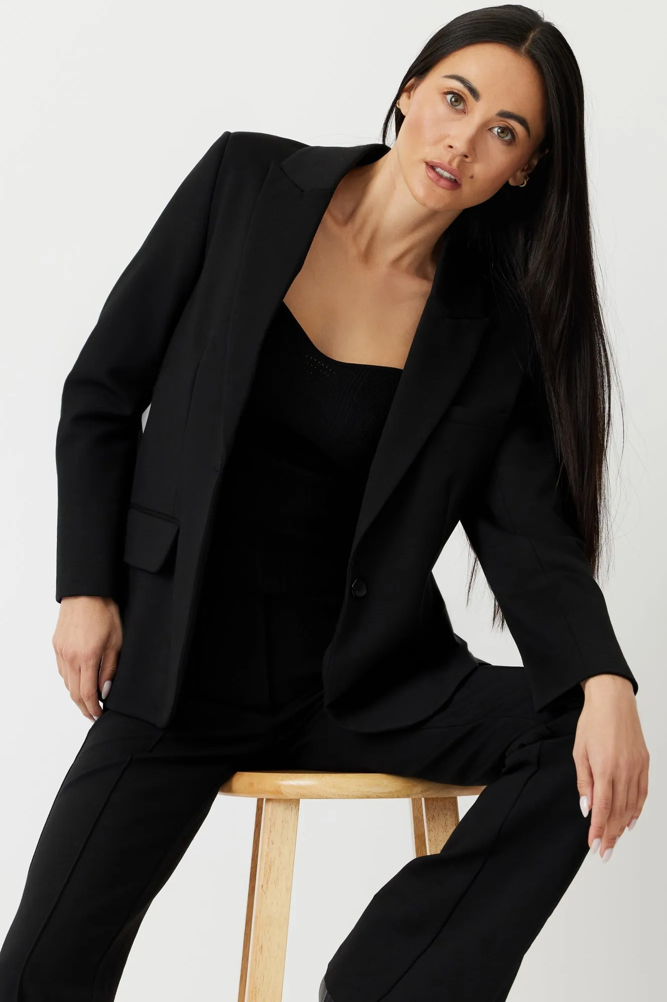 The Prescott - Ponte Blazer Black Sophisticated Minimalist Workwear