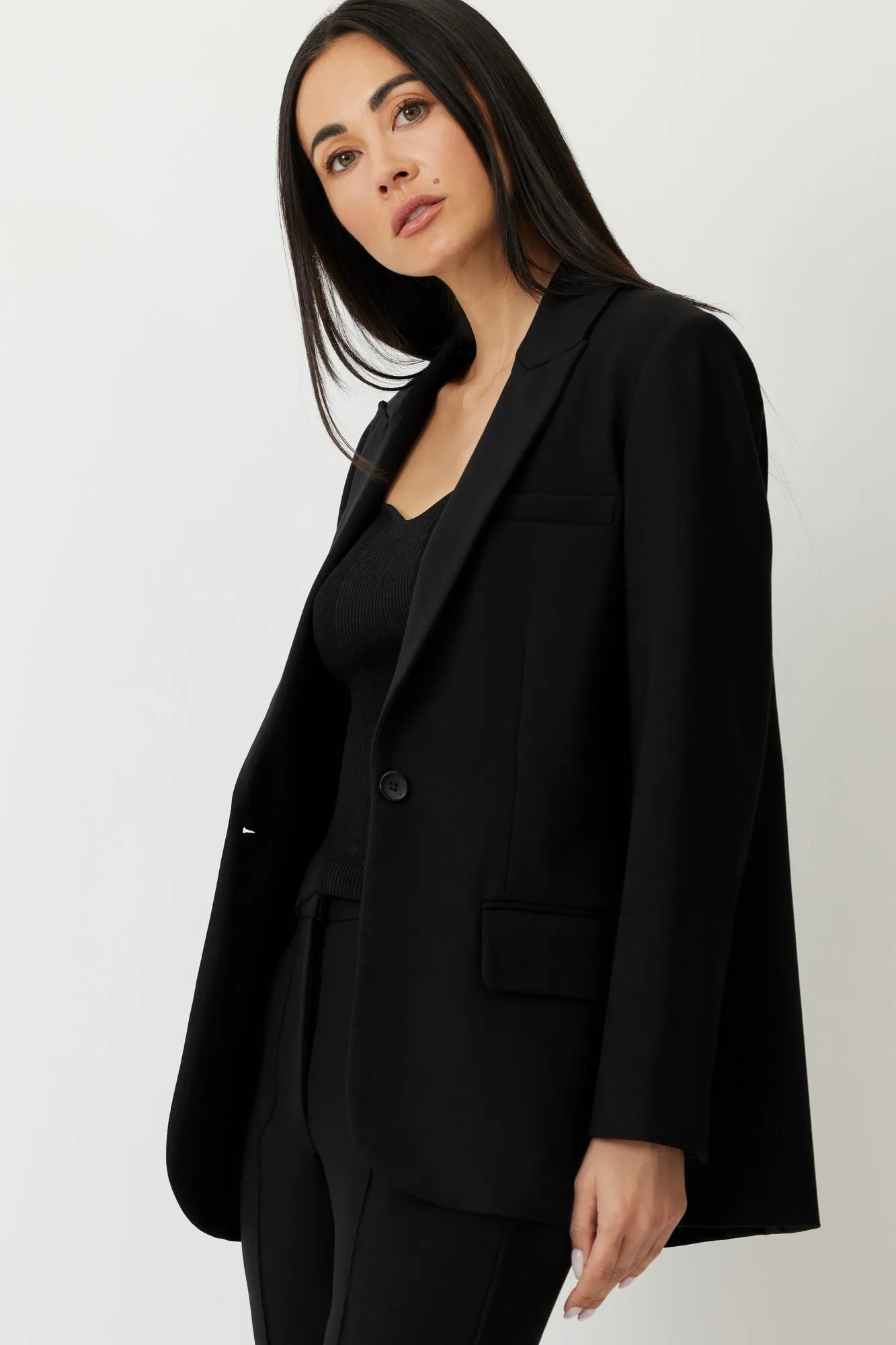 The Prescott - Ponte Blazer Black Sophisticated Minimalist Workwear