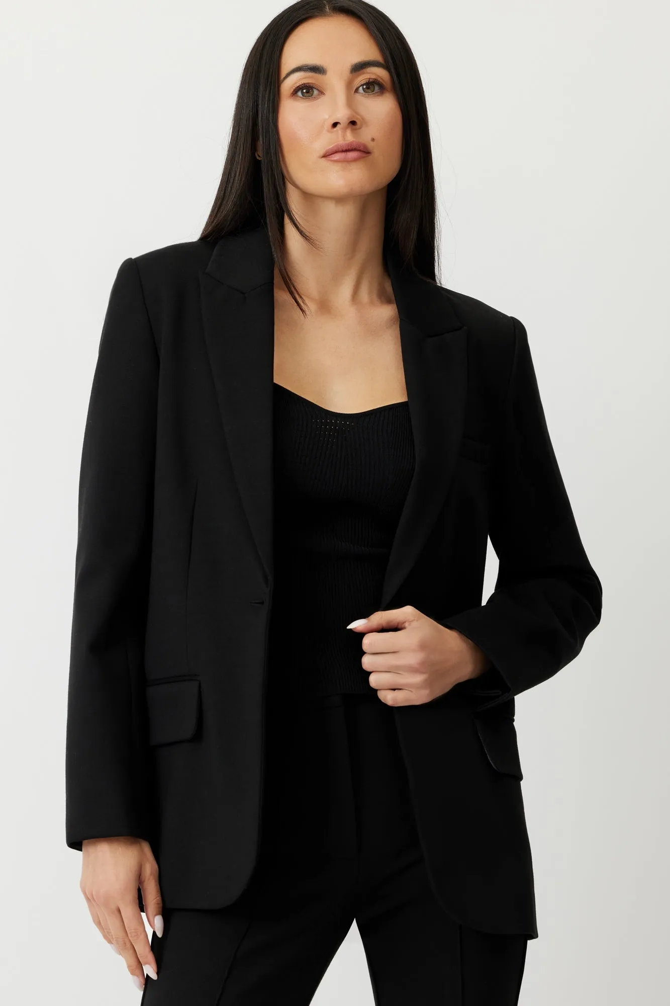 The Prescott - Ponte Blazer Black Sophisticated Minimalist Workwear