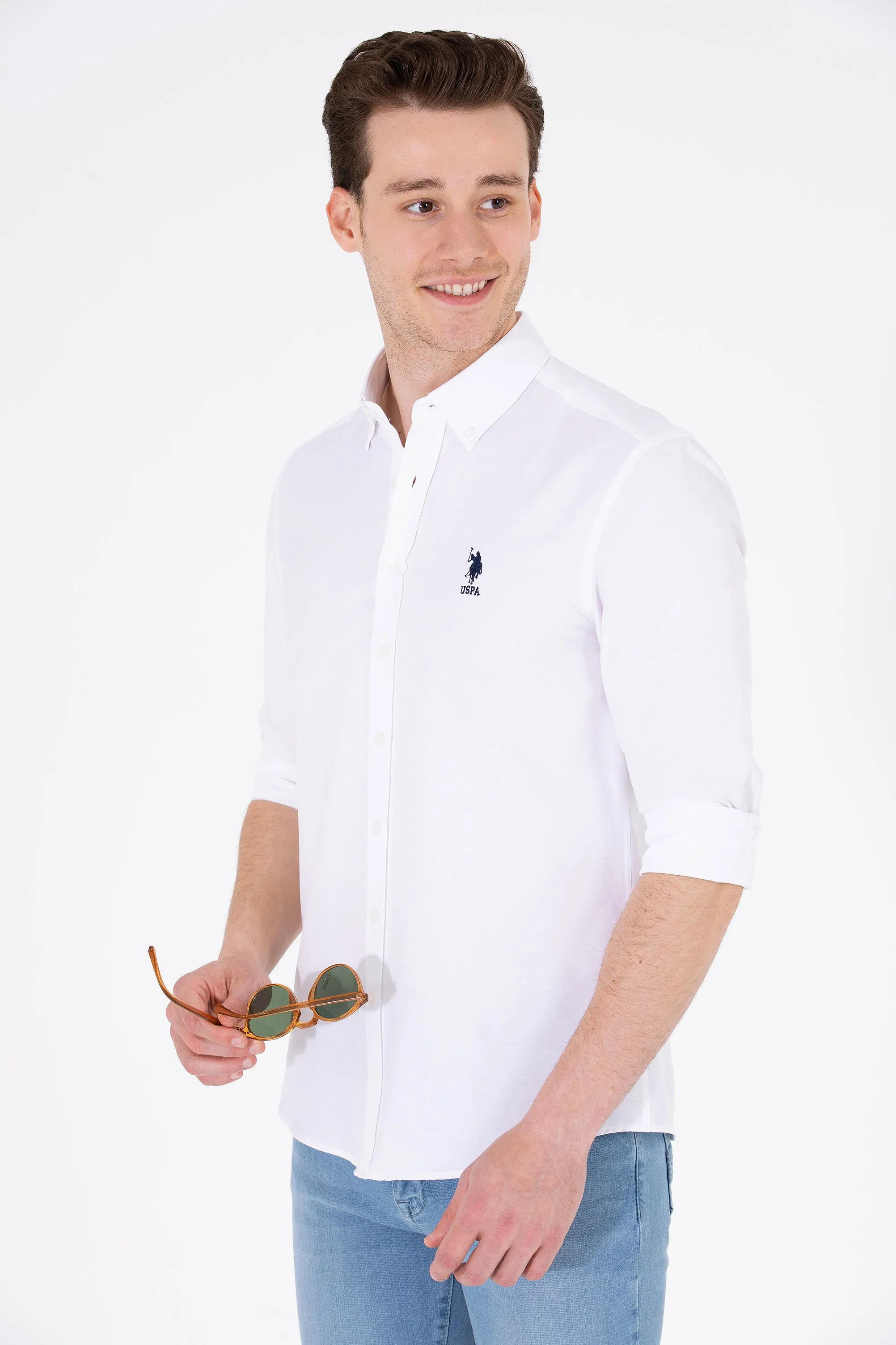 US Polo Assn. Men Shirt Slim White VR013 USPSH295 USPA