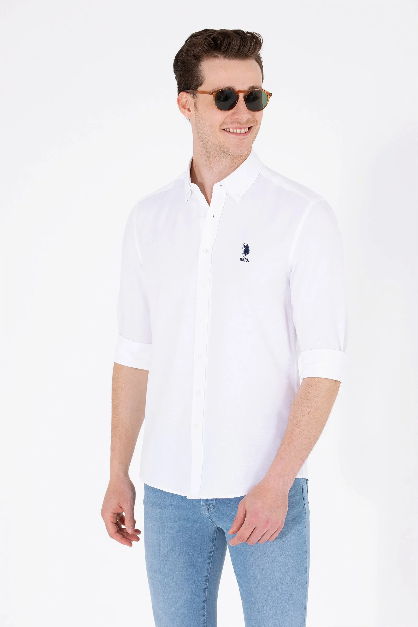 US Polo Assn. Men Shirt Slim White VR013 USPSH295 USPA