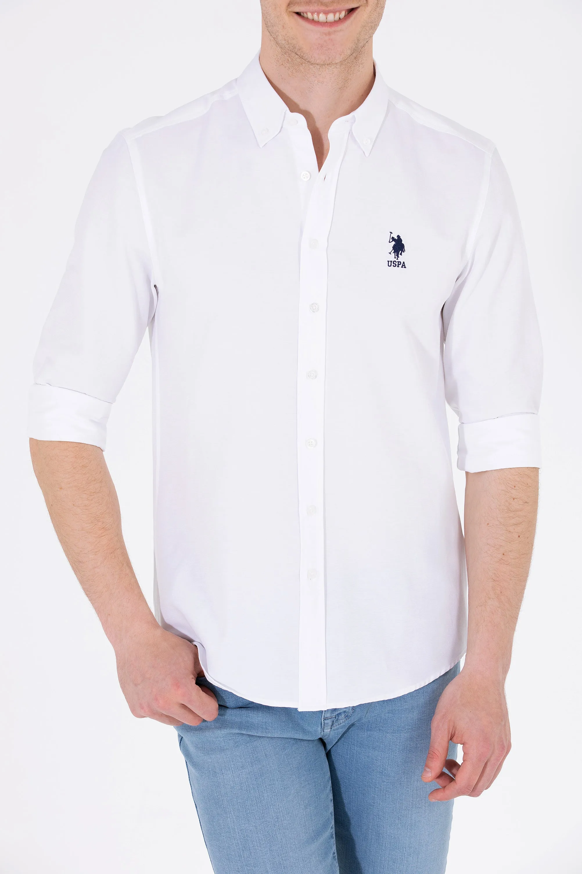 US Polo Assn. Men Shirt Slim White VR013 USPSH295 USPA