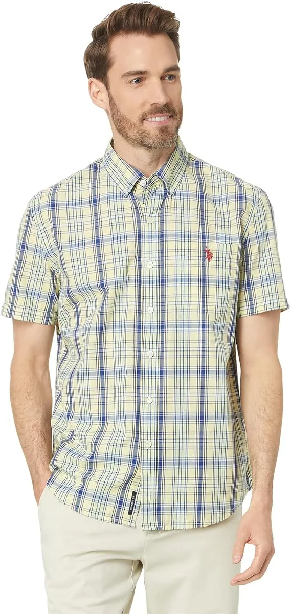 U.S. Polo Assn. Short Sleeve CVC Yarn-Dye Poplin Woven Shirt 