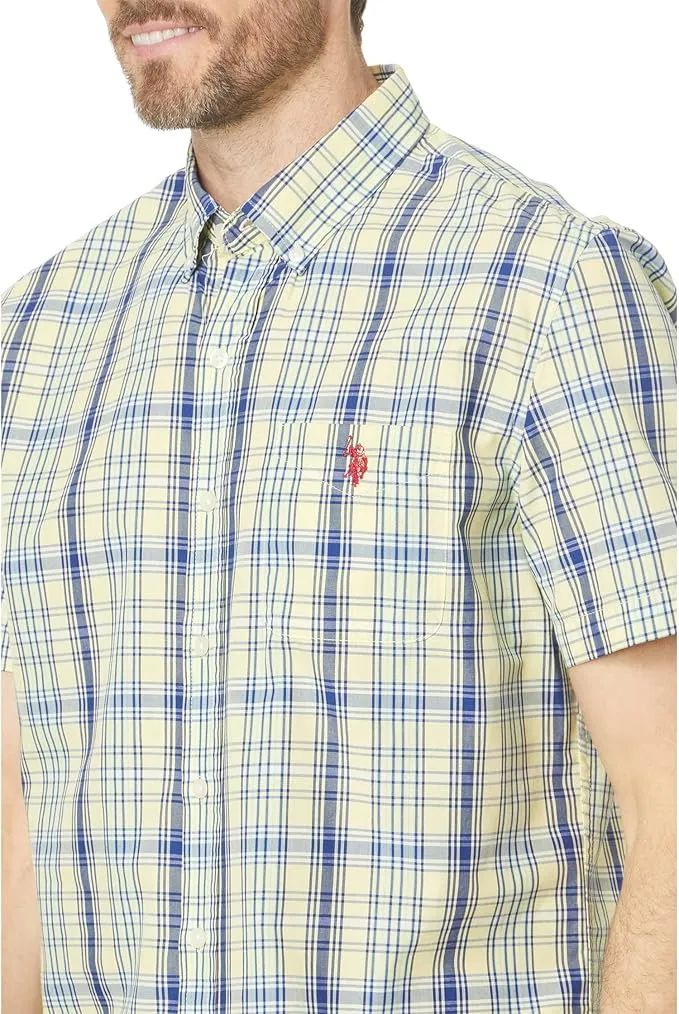 U.S. Polo Assn. Short Sleeve CVC Yarn-Dye Poplin Woven Shirt 