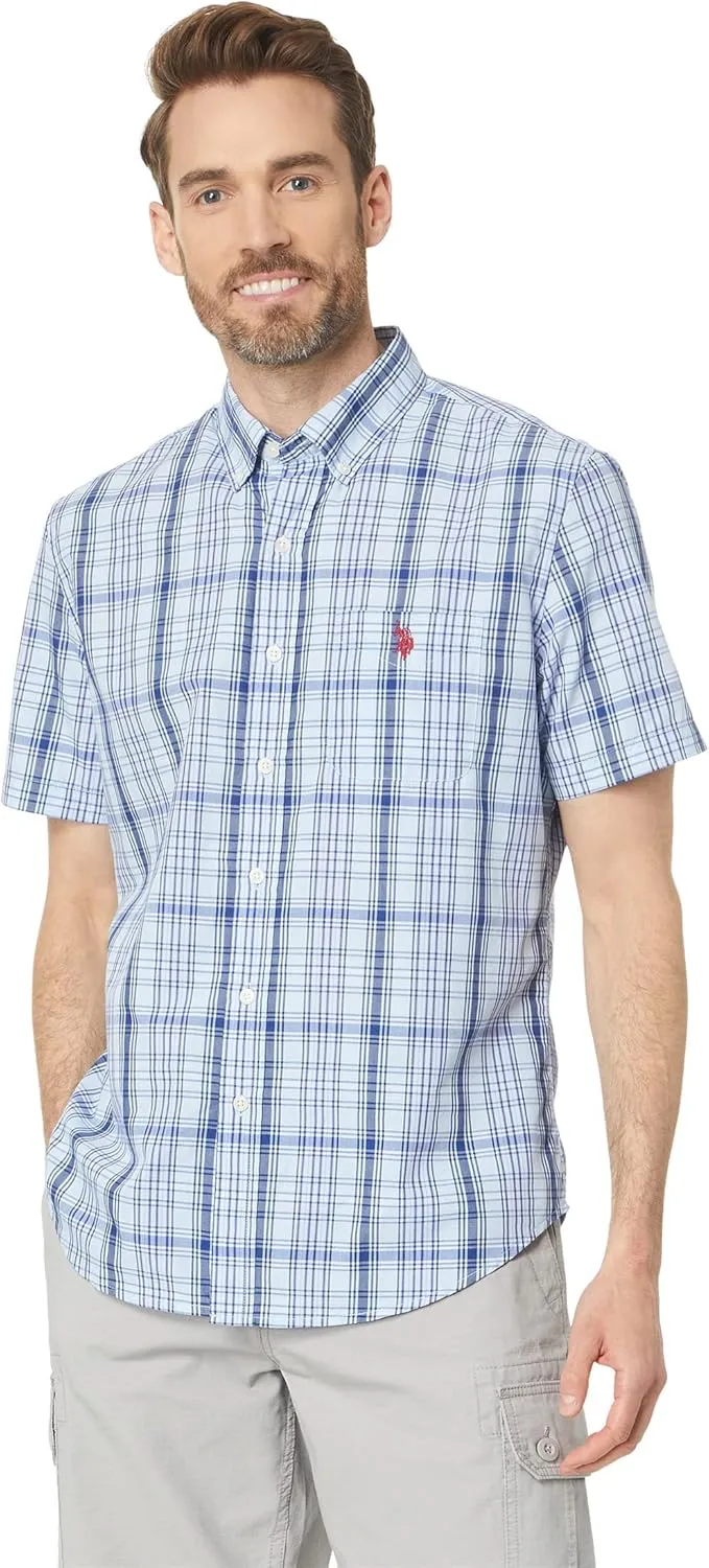 U.S. Polo Assn. Short Sleeve CVC Yarn-Dye Poplin Woven Shirt 