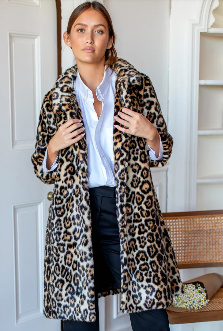 Vegan Leopard Fur Coat