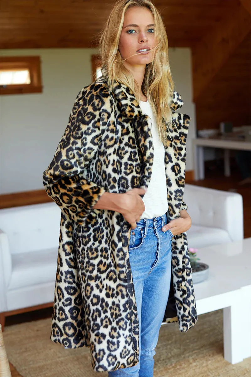 Vegan Leopard Fur Coat