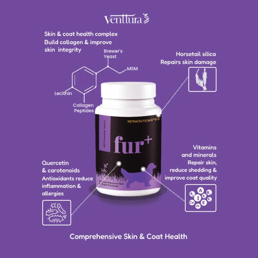 Venttura Fur Plus Chewable Skin & Coat Supplement Tablets for Dogs