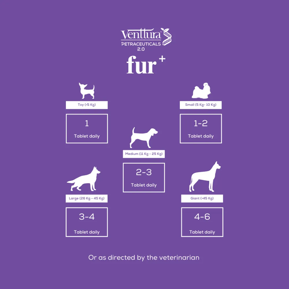 Venttura Fur Plus Chewable Skin & Coat Supplement Tablets for Dogs