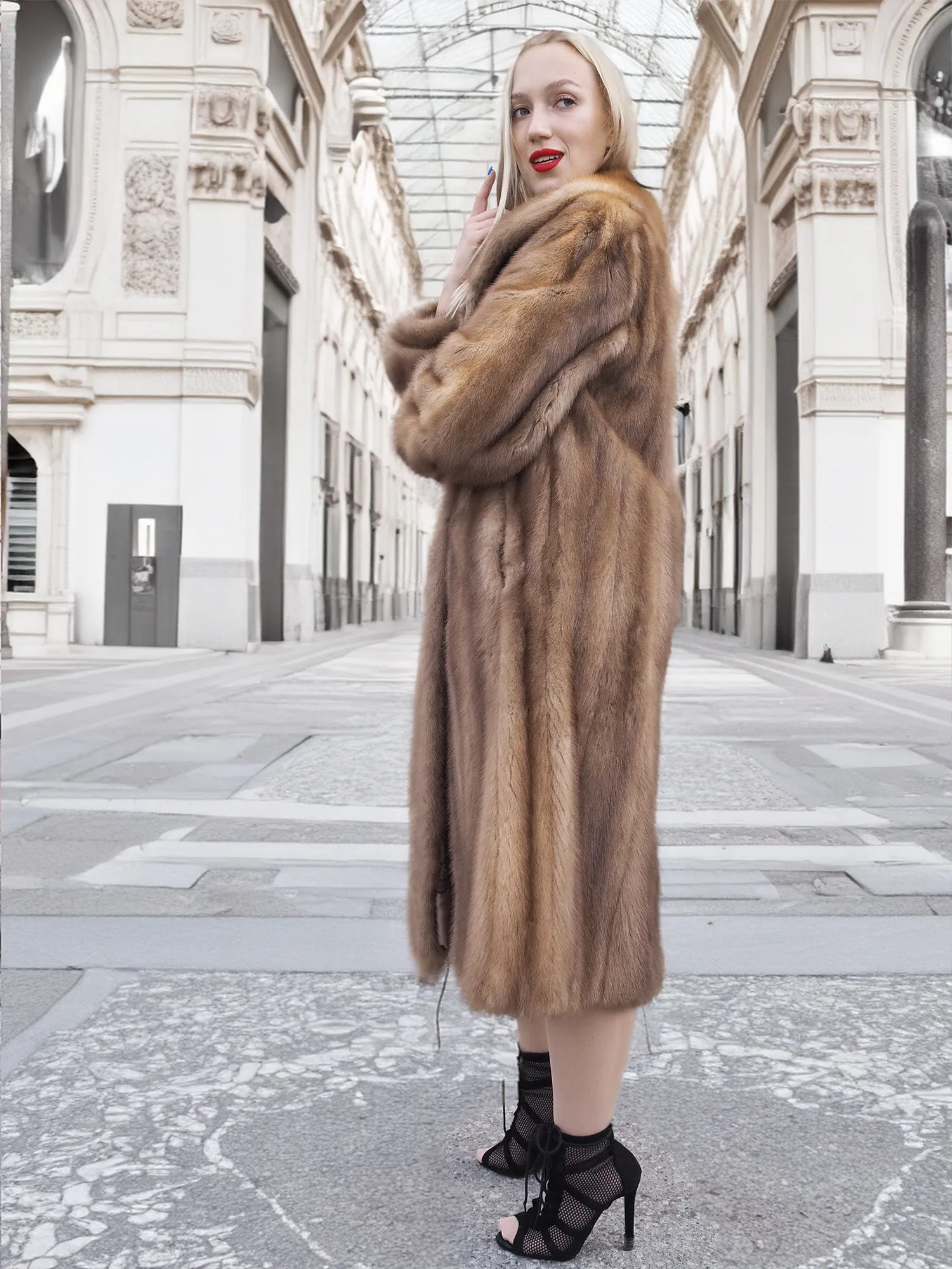 Vintage Pastel Canadian Brown Mink Fur Coat S