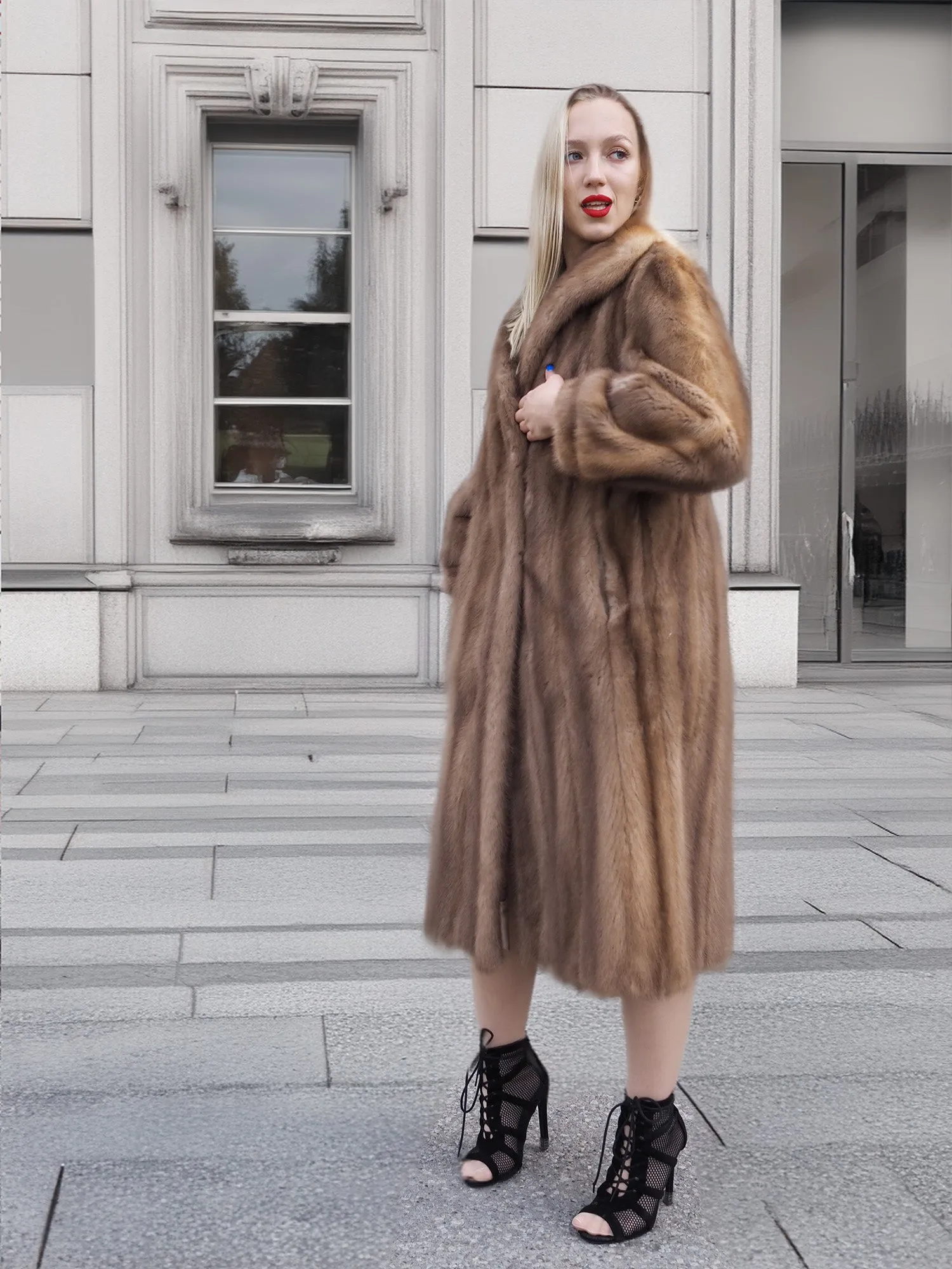 Vintage Pastel Canadian Brown Mink Fur Coat S