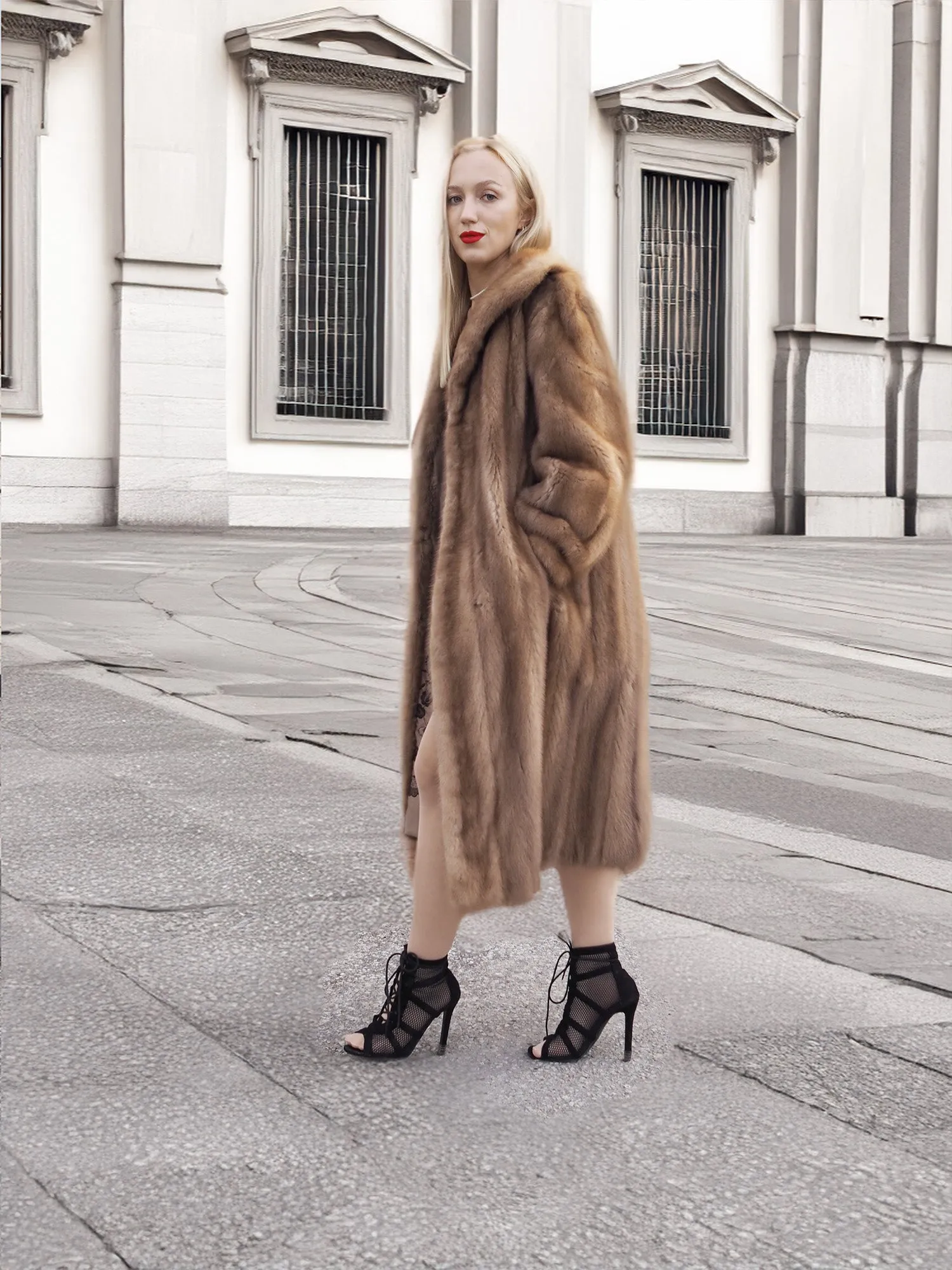 Vintage Pastel Canadian Brown Mink Fur Coat S