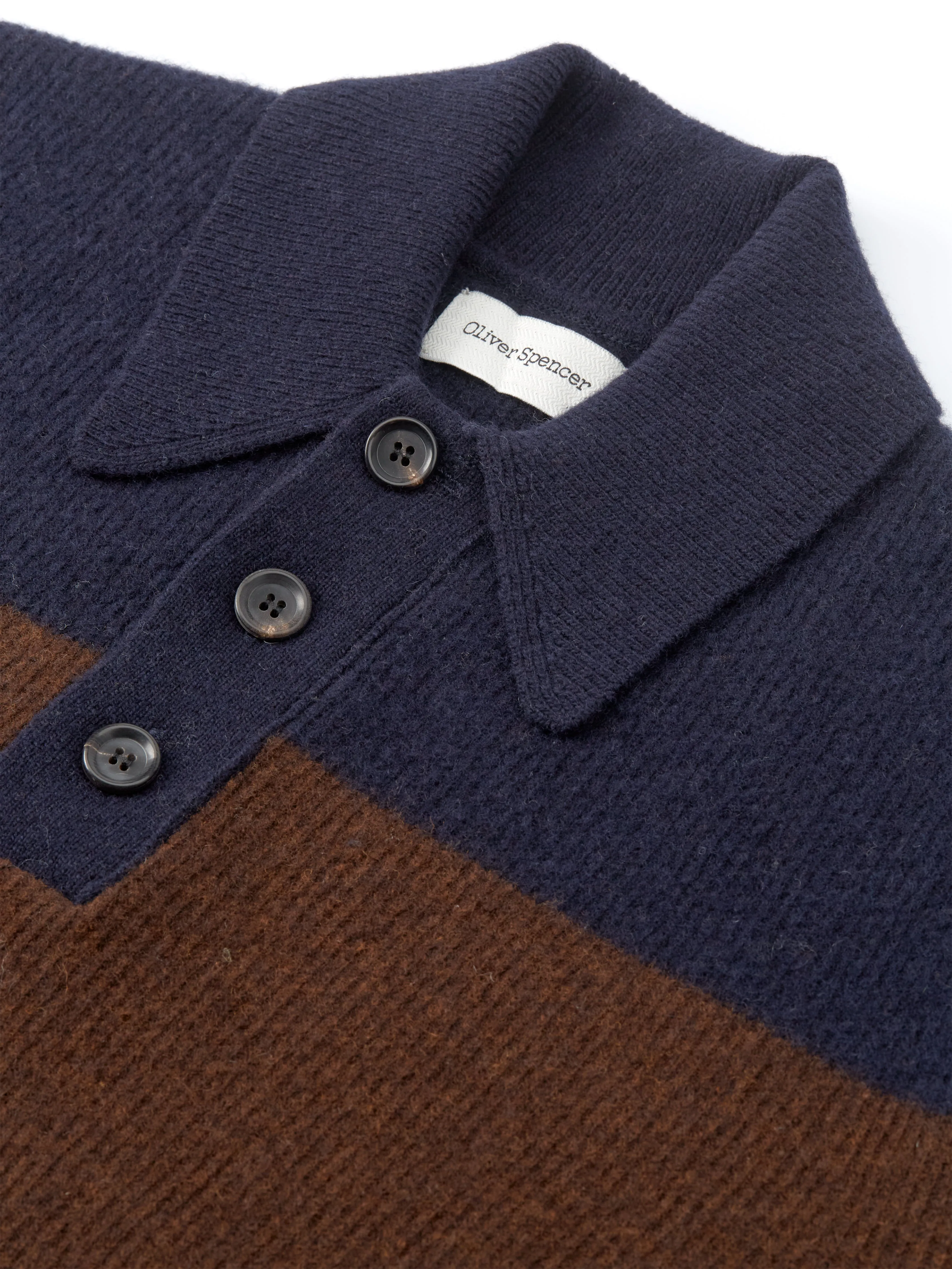 Wren Knitted Polo Shirt Paxton Navy/Brown