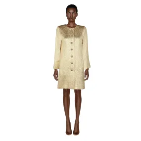 YVES SAINT LAURENT Gold Evening Coat with Jeweled Buttons 1990s | Size 38 FR