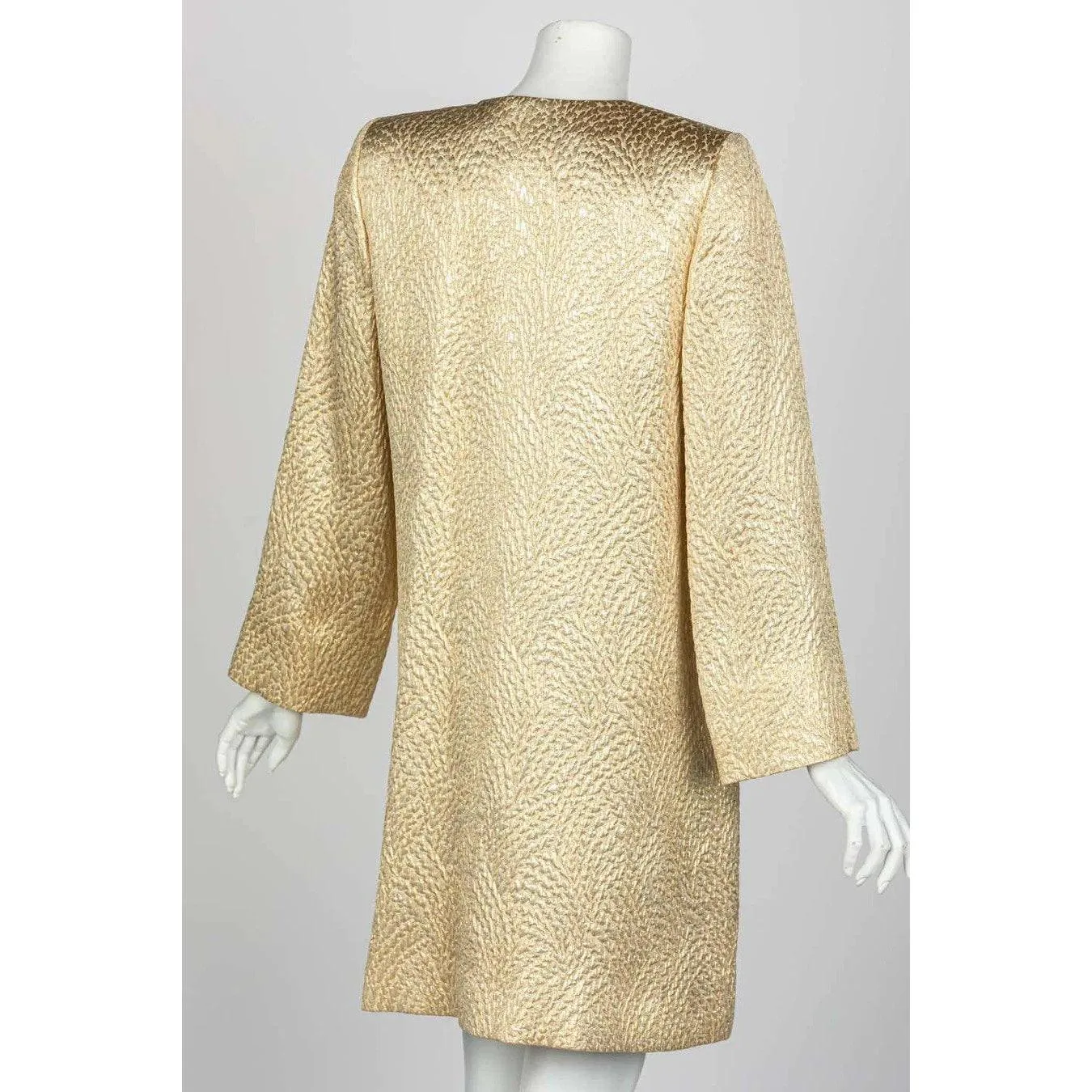 YVES SAINT LAURENT Gold Evening Coat with Jeweled Buttons 1990s | Size 38 FR